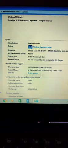 HP Core i5 genuine window 7 ultimate 4GB 500GB