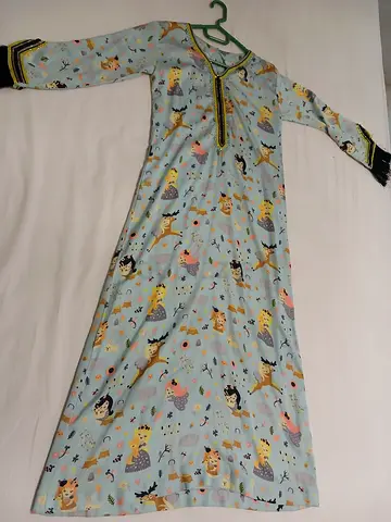 Light blue mukwaerh traditional embroidered long dress for girls - gently used