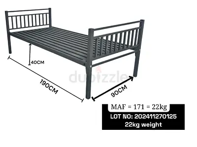 Single Metal Bed Frame with Slatted Base - 190x90cm