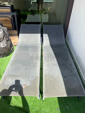 2x outdoor sun loungers / pool chairs