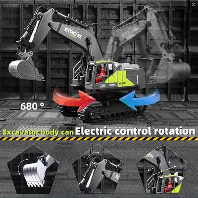 RC Alloy Excavator Toy – 16CH Remote Control Construction Truck