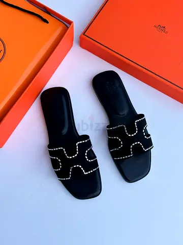 Hermes Black Studded Slide Sandals - Designer Style size 36 to 41