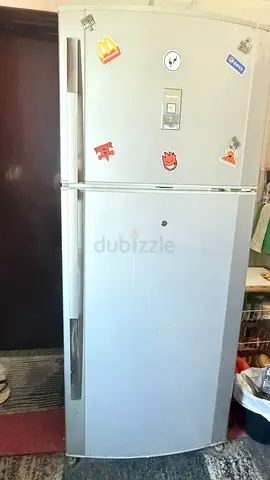 Silver Double-Door Refrigerator - Good Working Condition