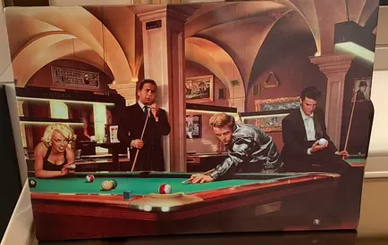 Framed Wall Art Print - Vintage Pool Hall Scene