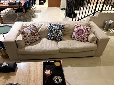 3-Seater Beige Fabric Sofa in Good Condition