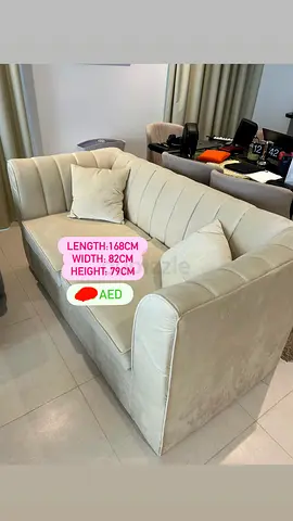 Cream 2-Seater Velvet Sofa - 168cm (Good Condition)