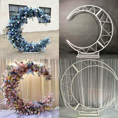 Decorative Crescent Moon Flower Arch - Metal Event Backdrop Stand Direct 200CM customization Dubai