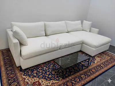 Crate and barrel white color lshape sofa for sale