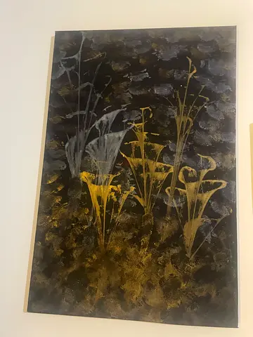 Abstract Gold  Black Floral Canvas Painting