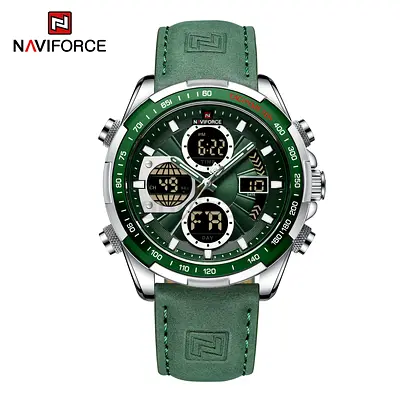 Naviforce 9197 S/G Green Naviforce Mens Analog-Digital Sport Watch, Leather Strap