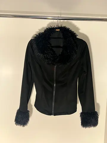 Faux Fur Black Zipup Jacket