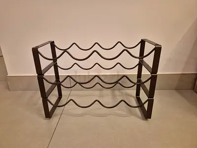 Metal 3-Tier Wine Rack — Holds 9 Bottles, Good Condition