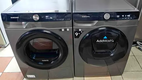 Samsung Front Load Washer and Dryer Set (9 kg) - Grey, AddWash