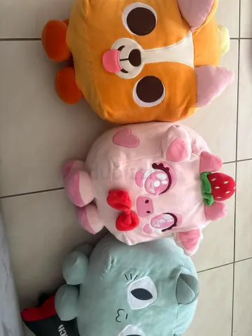 Set of 3 Plush Cute Character Soft Toys - Dog, Unicorn/Pig, Cat