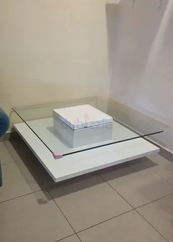 Modern White Square Glass Top with storage