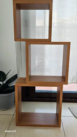 Light wood modular 3 shelving unit — wall mounted or on floor