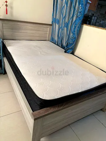 Single bed frame with mattress - light wood, good condition