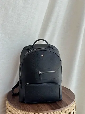 Mont Blanc Black Leather Backpack - Good Condition