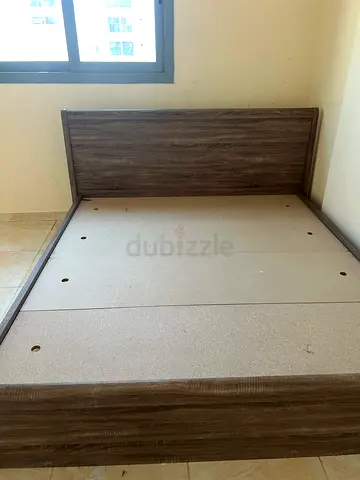 king -size wooden bed frame with headboard - used