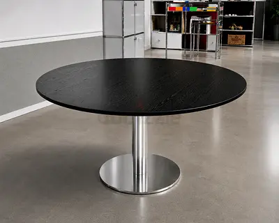 USM Haller round table with black oak wood top