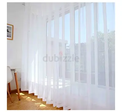 White Sheer Curtains / Drapes - Light Filtering Panel 4 pairs