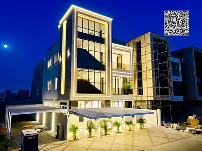 Luxury villa with direct garden views, 6200 sq ft built-up area, two floors and a rooftop terrace w