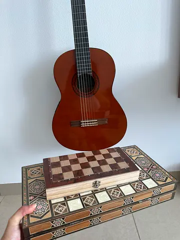 Light used Classical Acoustic Guitar  ،excellent Condition, Handmade marquetry backgammon
