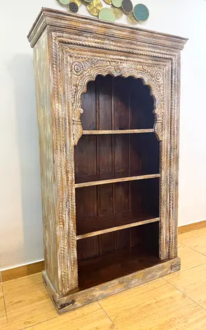 Hand-Carved Solid Wood Antique Bookshelf