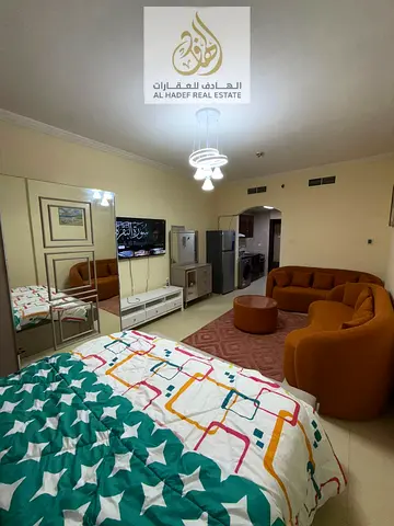🏙️✨ A fantastic opportunity for monthly rent in Ajman ✨🏙️ A fully furnished studio apartment with upscale hotel-style furnishings is now available