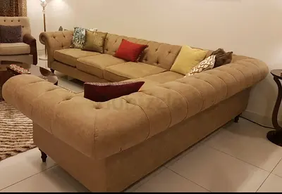 Sofa L Shaped corner – Seats 6, Brown