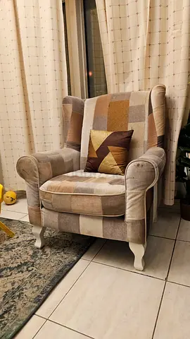 Comfortable Designer Wingback Accent Chair — Good Condition
