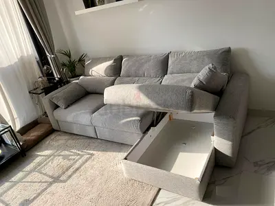 Ikea Eskelstuna L shape sofa bed GrayLight Grey L-Shape Sectional Sofa with Storage - Good Condition
