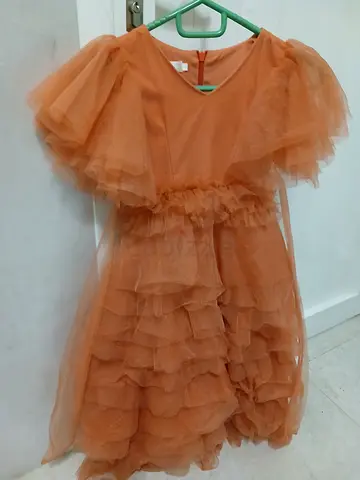 Girls Rust Tulle Party Dress - Size for 5 to 7 Years