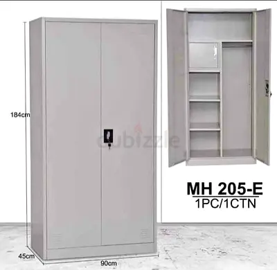Steel Office Storage Cabinet 2-Door with Shelves  Lock (184cm x 90cm)