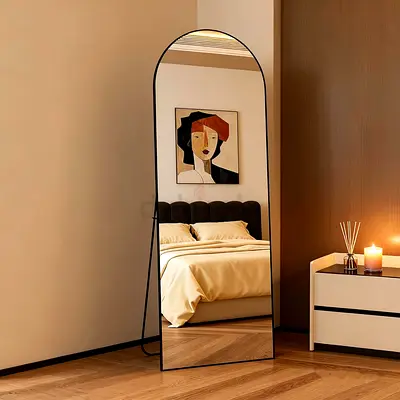 3202 - ORCHID M® Full Length Mirror 165cm × 60cm Arched Full Body Mirror Black Standing Hanging
