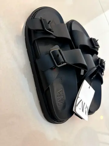 ZARA black double-strap rubber sandals - brand new with tags, size 34 EU
