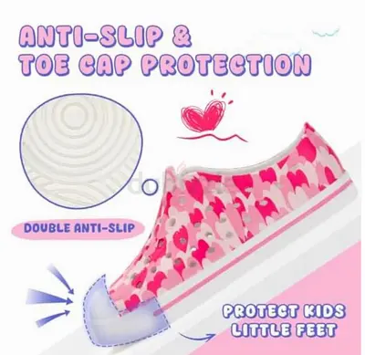 Pink heart waterproof slippers for kids