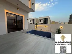 Luxury corner villa with 6 bedrooms, private pool, and premium custom finishing in Al Helio 2, Ajman