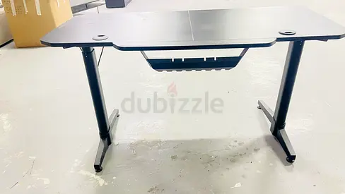 Black Height-Adjustable Gaming/Study Desk with Cable Management