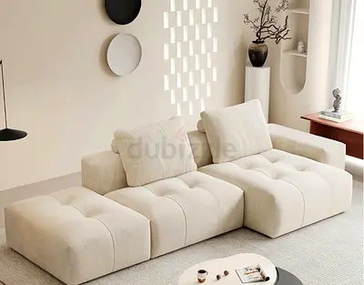 Modular Cream Low-Profile Sofa — Comfortable Modern 3-Seat Set