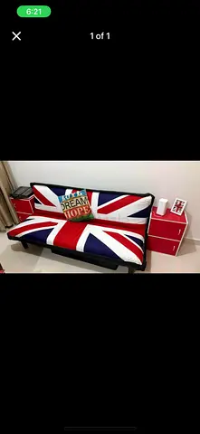 Sofa Bed with Union Jack Cover —brand new excellent conditions - water proof- 173* 85cm- Reem island