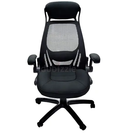 Adjustable Office Chair with lumbar support and neck-rest, wheels, Black