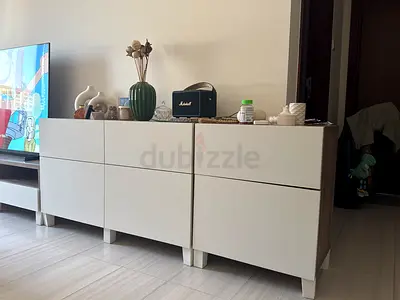 Tv stand and White modern 3 drawer sideboard / 3 storage cabinet - good condition