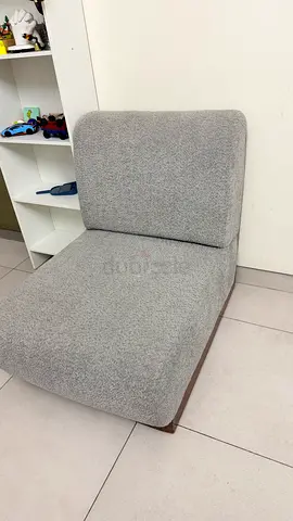 Single Grey Upholstered Armless Accent Chair - Good Condition