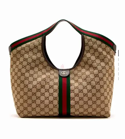 Gucci Monogram Canvas Hobo Bag with Web Stripe - Classic Large Tote