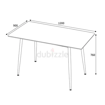 4 seater Rectangular Dining Table  120cm x 90cm. Beige / White