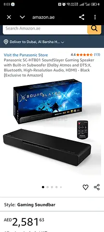 Panasonic SoundSlayer SC-HTB01 Soundbar (Gaming Soundbar) - Black