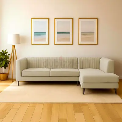Light Beige L-Shaped Sofa
