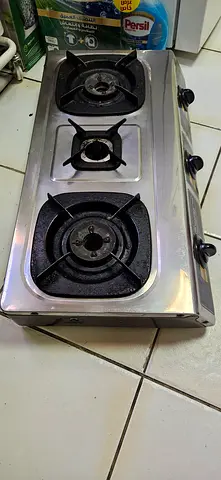 Used 3-Burner Stainless Steel Gas Stove (Tabletop) - Good Working Condition