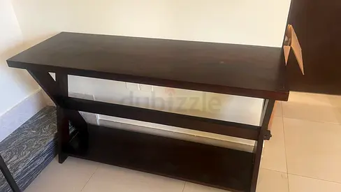 Dark Wood Console Table with Lower Shelf - Solid  Sturdy